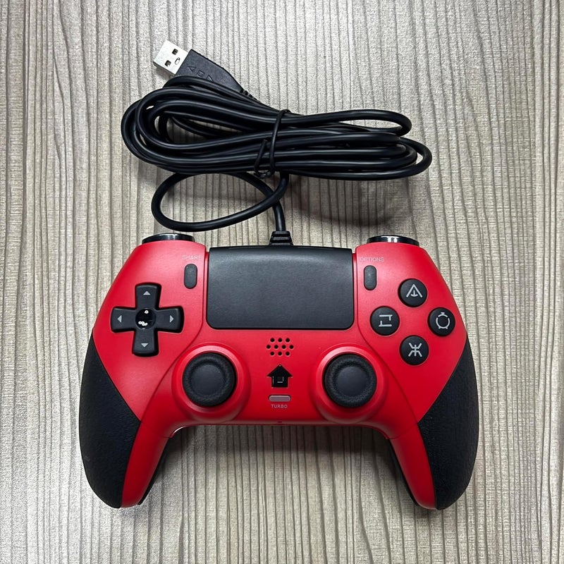 GAMFAMI Wired Controller Gamepad for Playstation 4 with Advanced Programming Buttons Dual Vibration Shock Joystick Gamepad for PS4/PS4 Slim/PS4 Pro and PC (Red) - Image 3